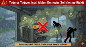 jenerator kapali alan yagmur tehlike