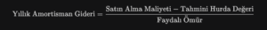 Yıllık Amortisman Gideri